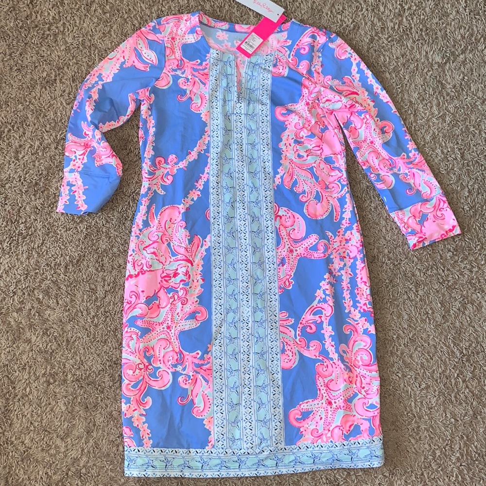 NWT Lilly Pulitzer UPF 50+ Nadine Dress Blue Peri Go With The Flow Sz S